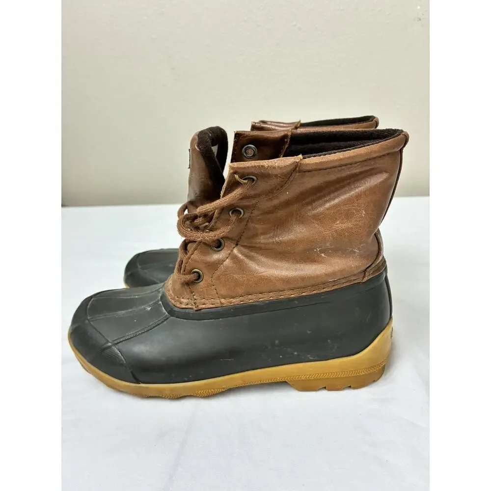 Youth Kids Unisex Sperry Port Duck Brown Tan Youth 3M Waterproof Rubber Boots